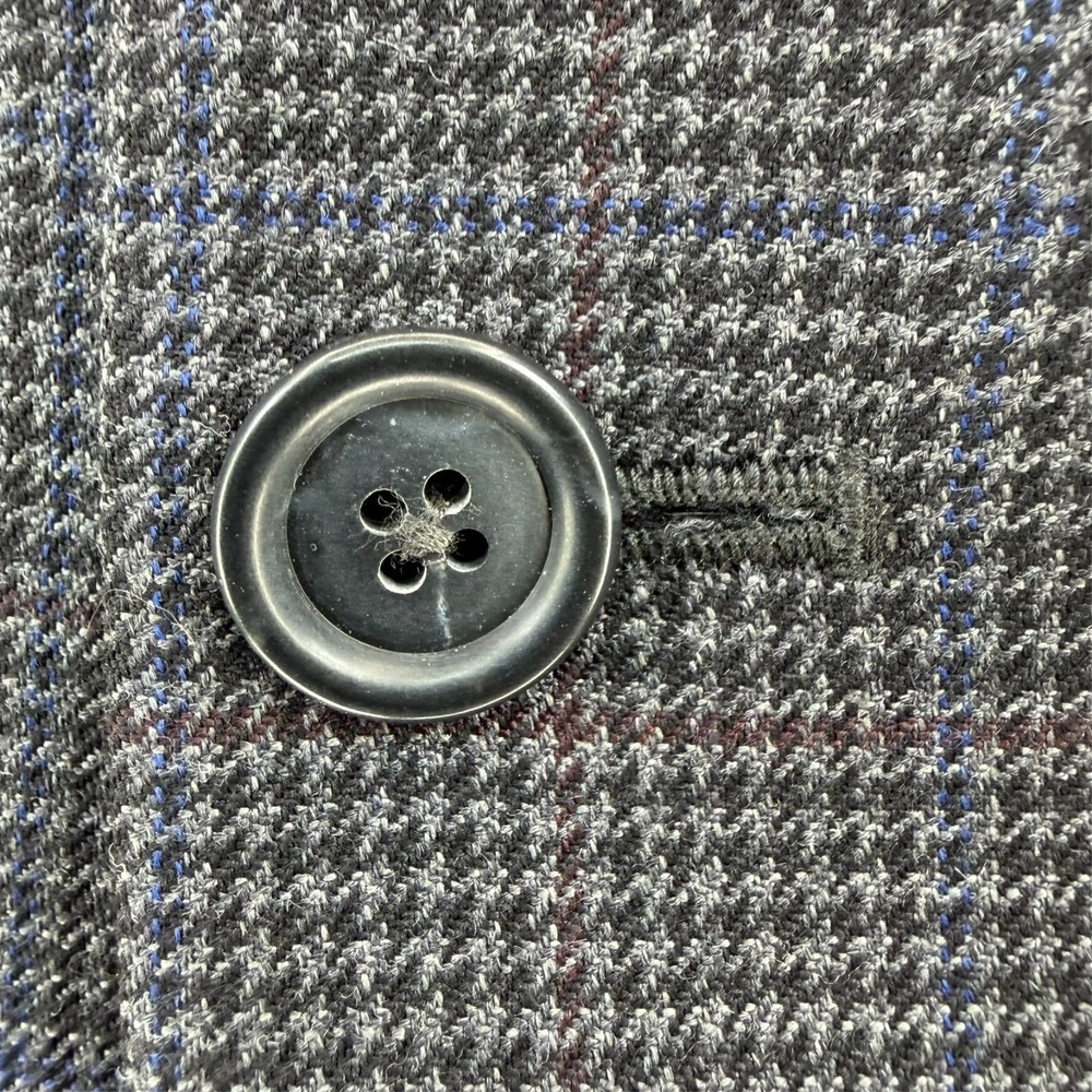 Jos A Bank Traveler Tailored Fit Sport Coat Blazer Men 48R Wool Houndstooth Gray - Picture 7 of 16